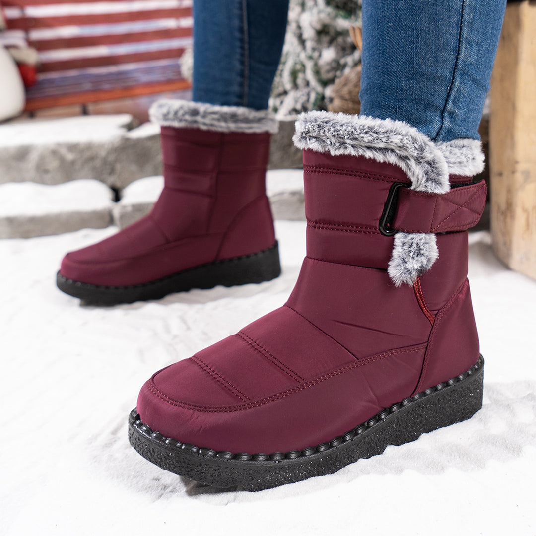Outdoor plush wide Velcro mid-calf snow boots