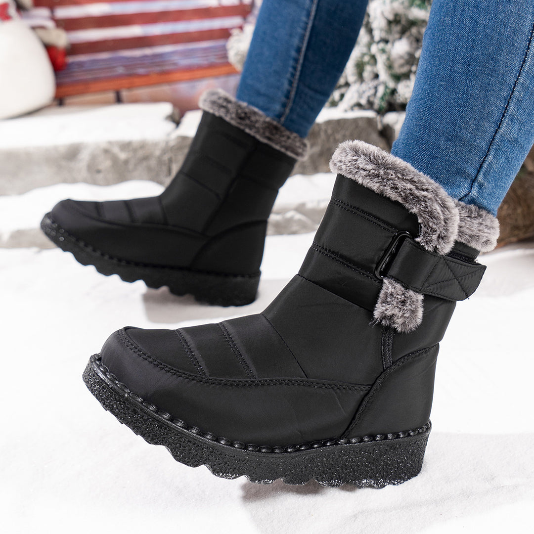 Outdoor plush wide Velcro mid-calf snow boots