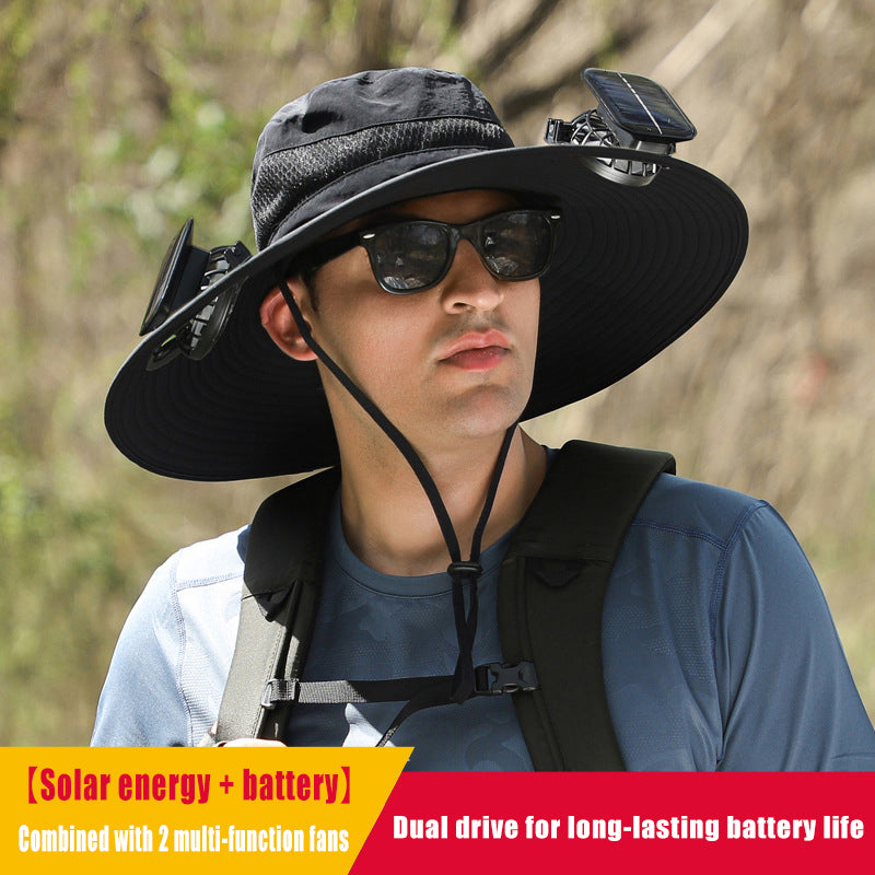 Solar fan cooling sunshade fisherman hat
