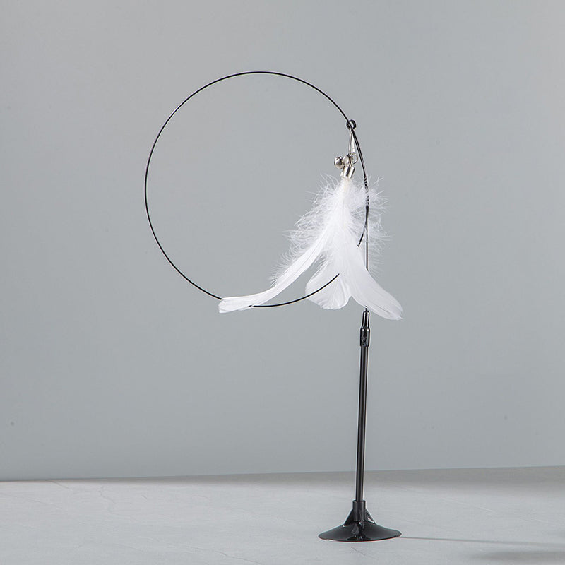 Suction cup steel wire long pole feather cat teaser