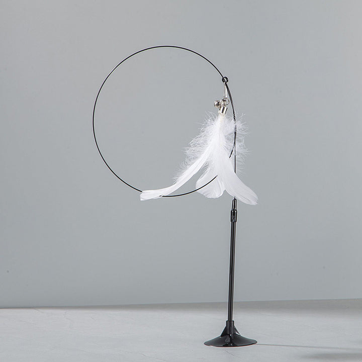 Suction cup steel wire long pole feather cat teaser