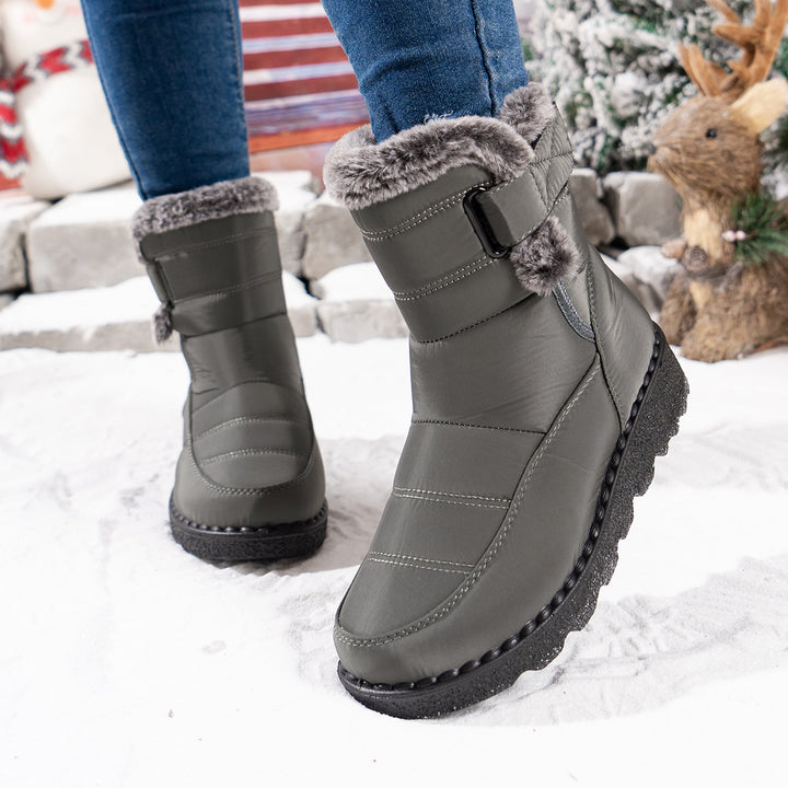 Outdoor plush wide Velcro mid-calf snow boots
