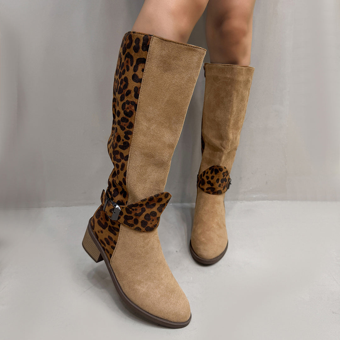 Round-toe high-top color-blocked Martin boots