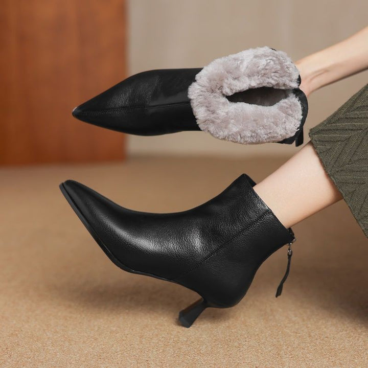 Pointed-Toe Stiletto Heel Fleece-Lined Women&