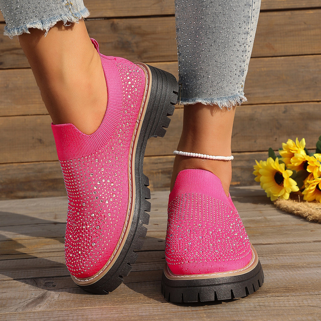 Platform rhinestone loafers