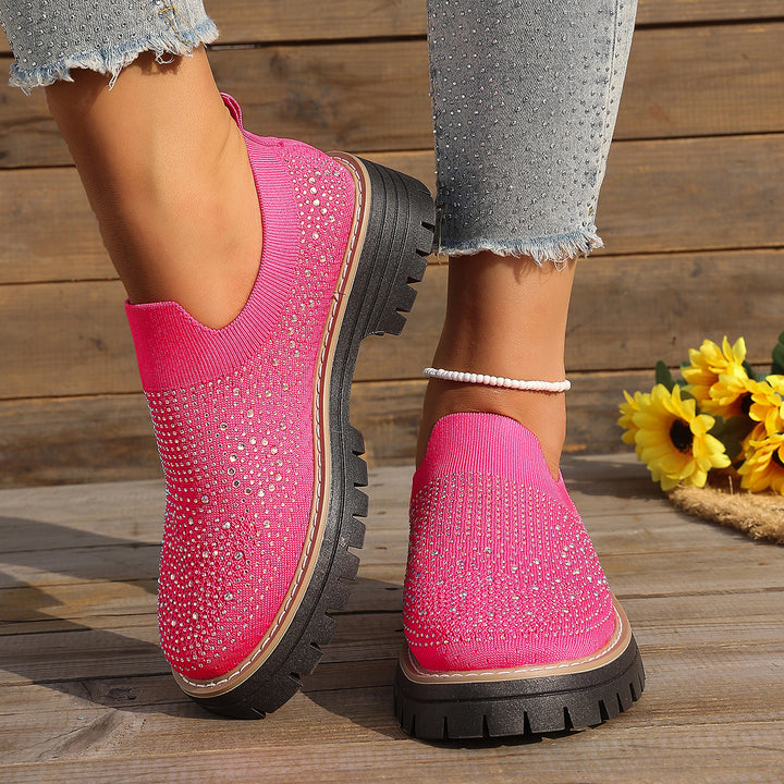 Platform rhinestone loafers
