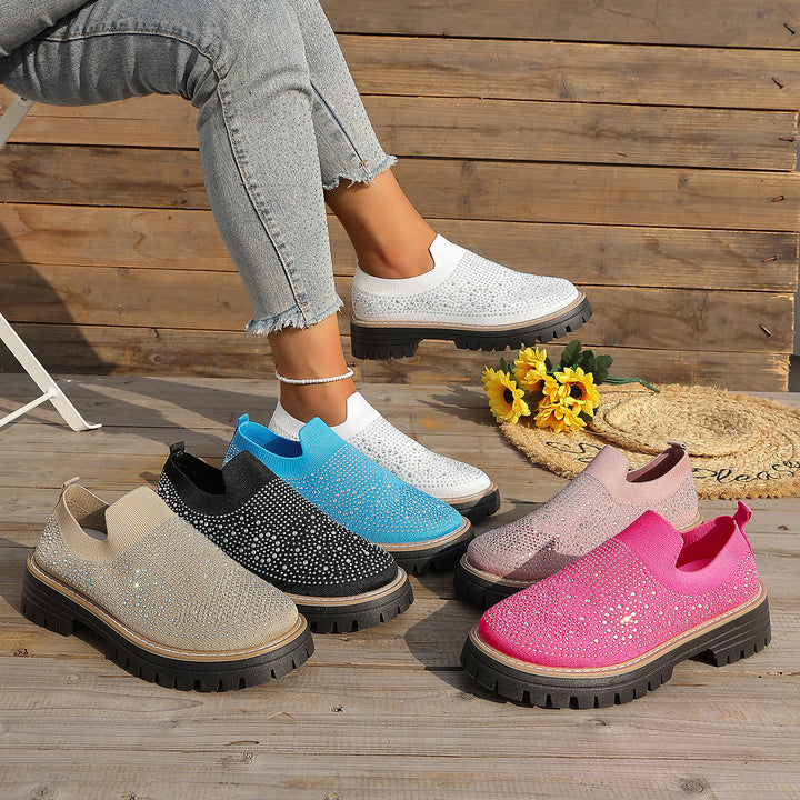 Platform rhinestone loafers