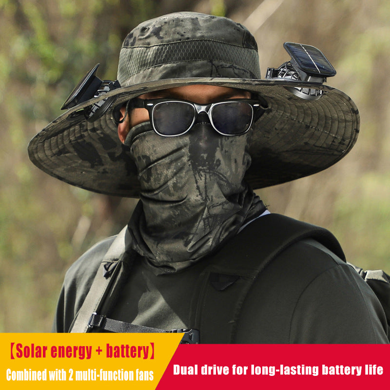 Solar fan cooling sunshade fisherman hat