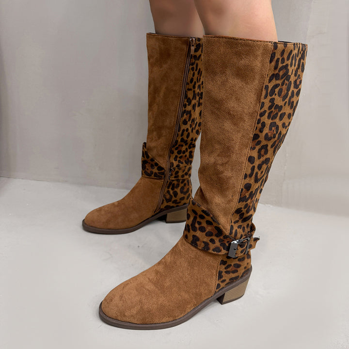 Round-toe high-top color-blocked Martin boots
