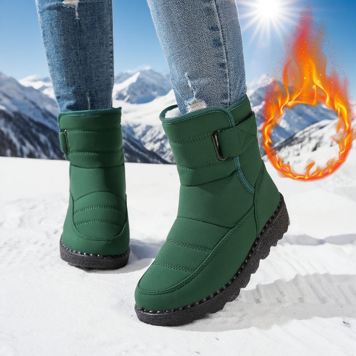 Outdoor plush wide Velcro mid-calf snow boots