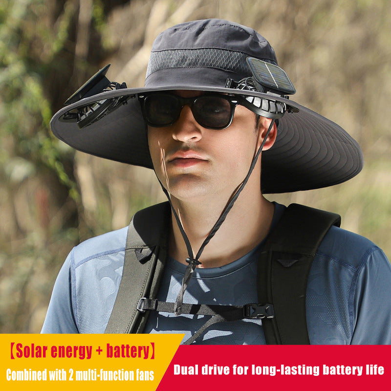 Solar fan cooling sunshade fisherman hat