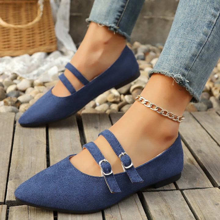 Pointed-toe suede flats