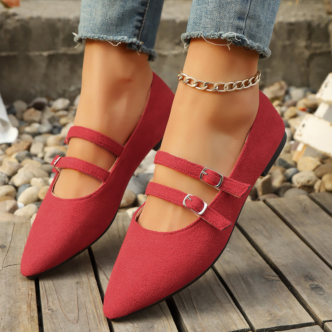 Pointed-toe suede flats