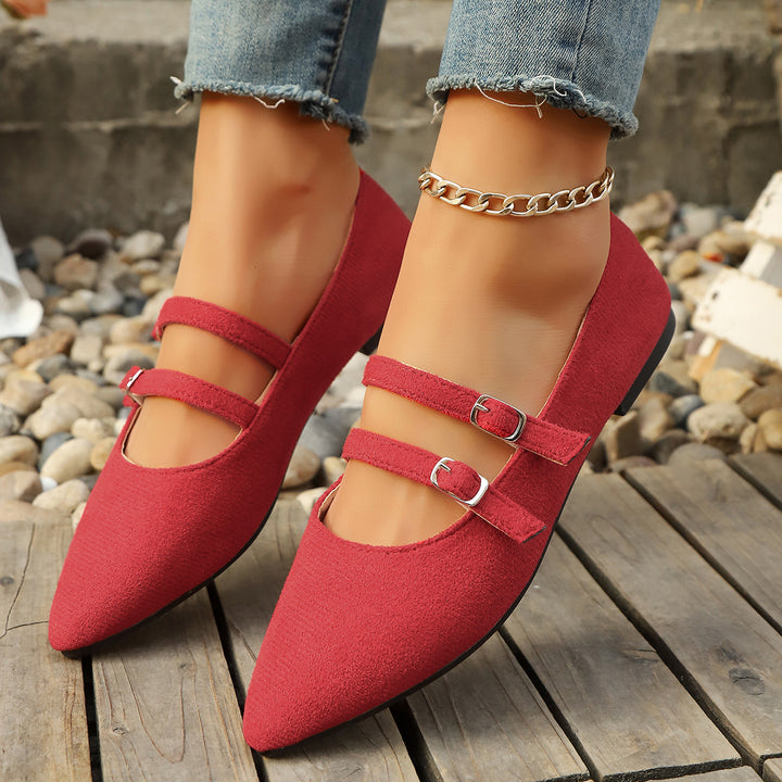 Pointed-toe suede flats