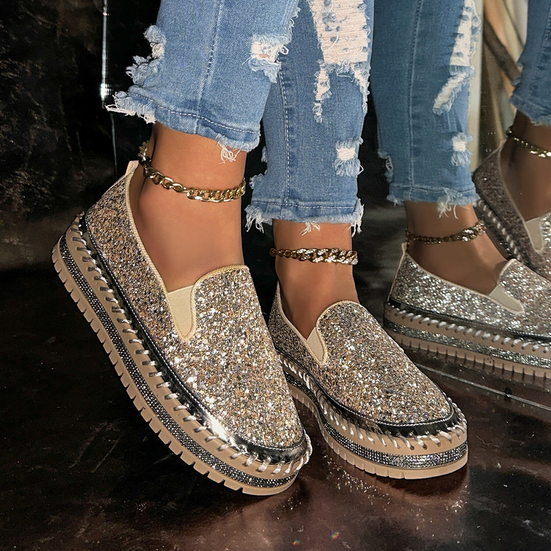 Glitter platform casual shoes