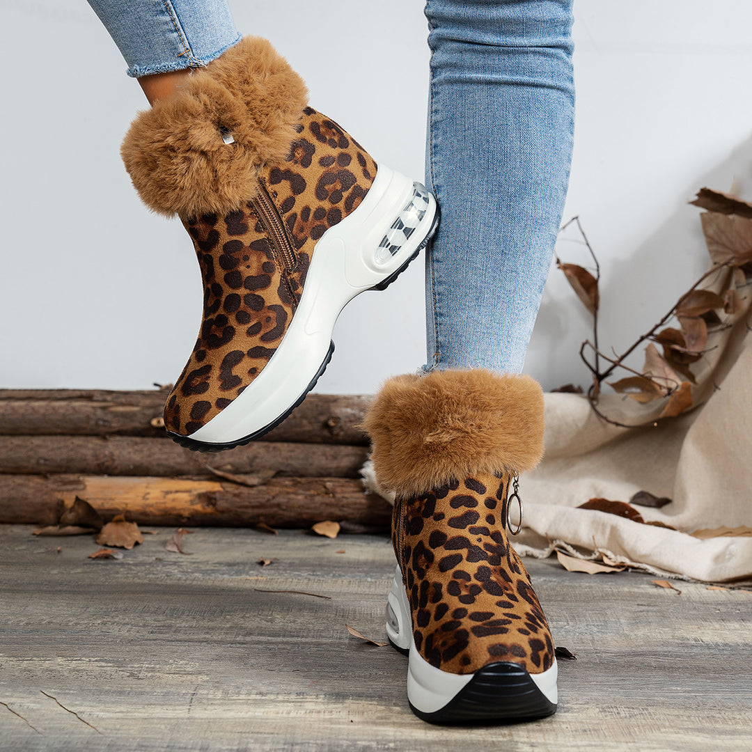 Platform Wedge Heel Snow Boots with Fleece Lining