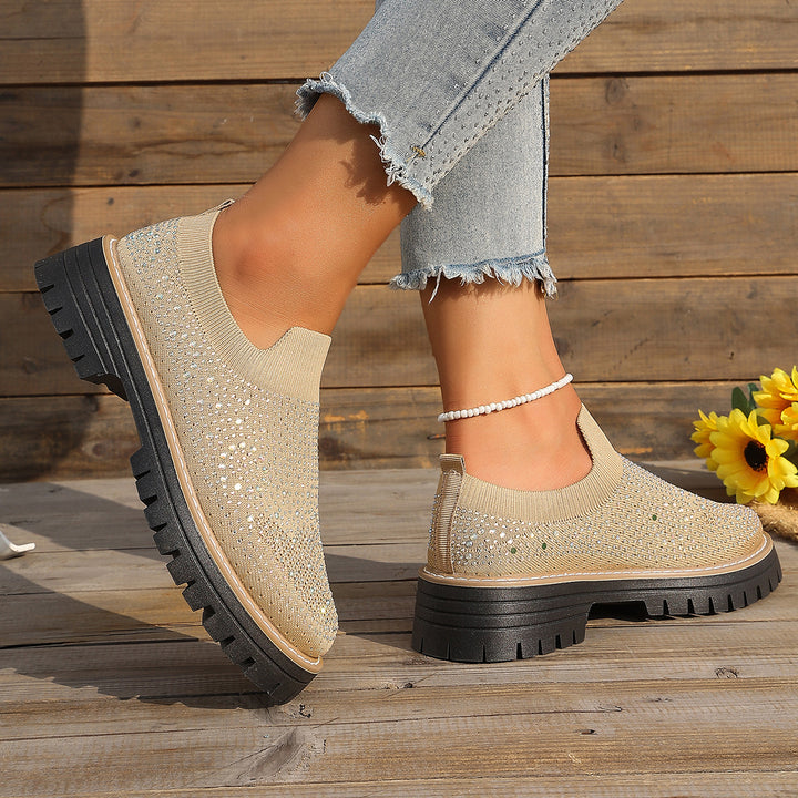 Platform rhinestone loafers