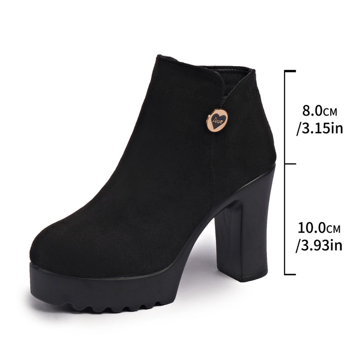 Chunky heel round toe suede Martin boots