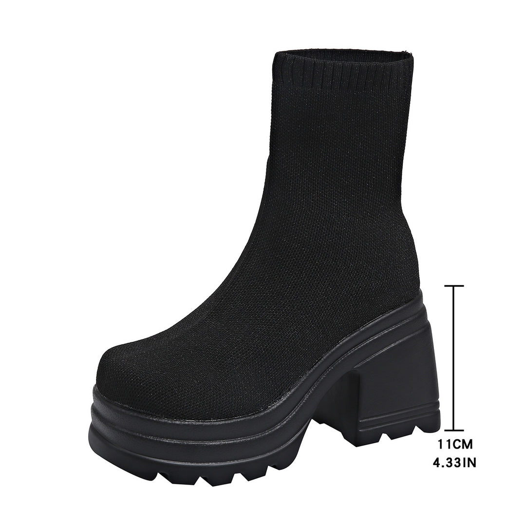 Platform High-Top Stretch Sock Boots with Flyknit