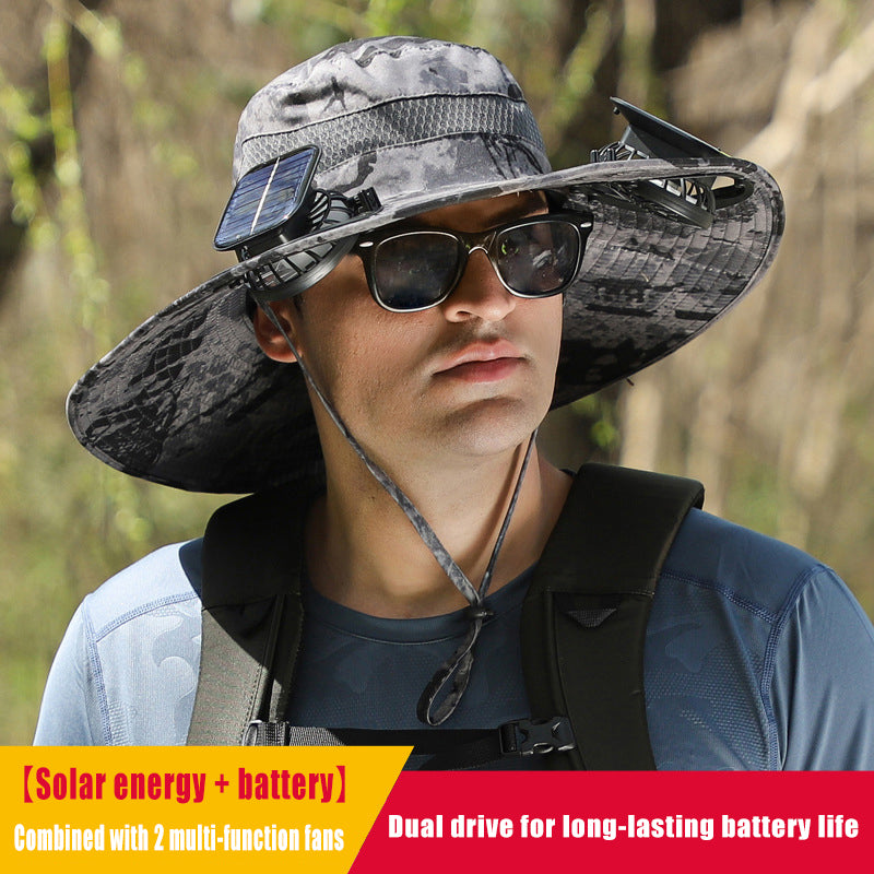 Solar fan cooling sunshade fisherman hat