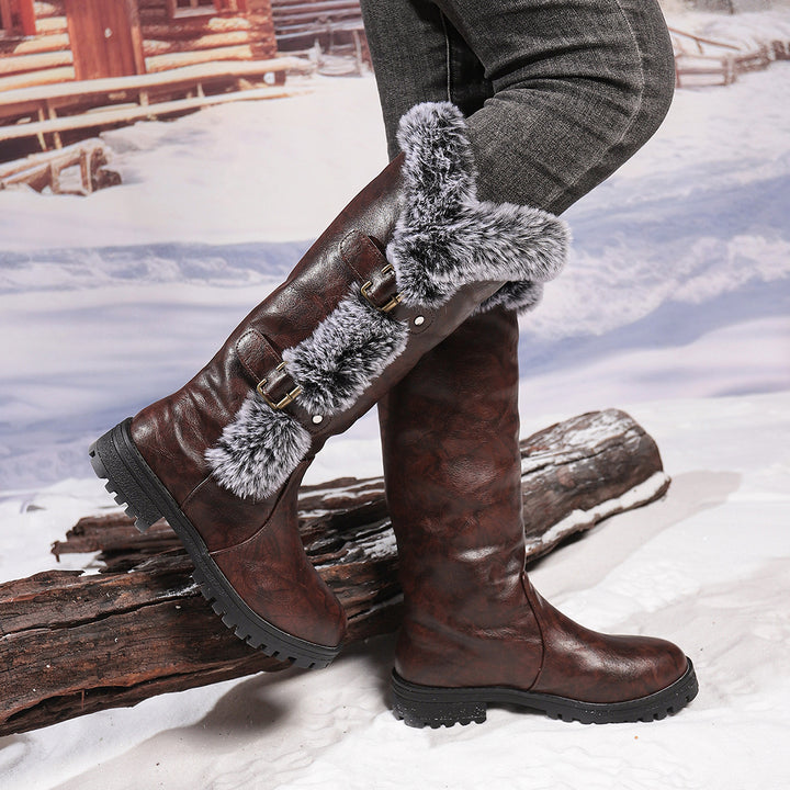 Rabbit Fur Thick-Soled High-Top Snow Boots