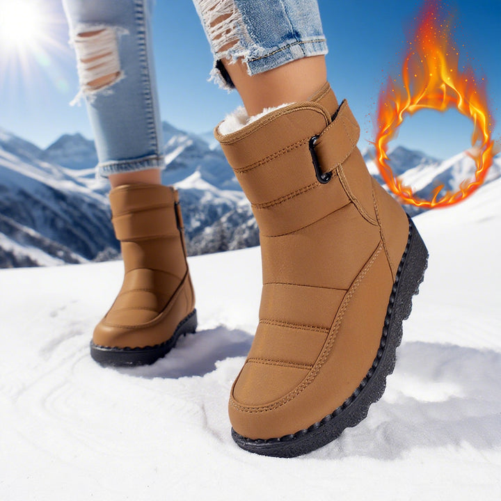 Outdoor plush wide Velcro mid-calf snow boots