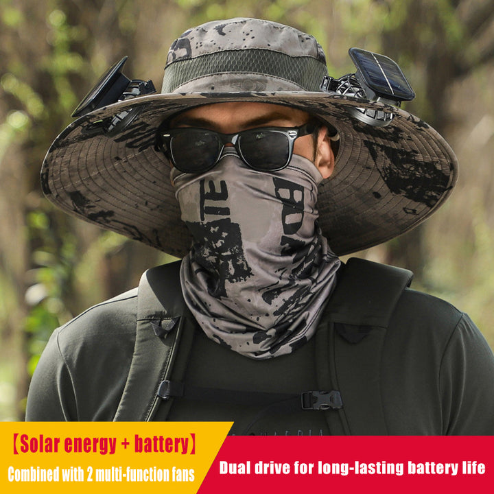 Solar fan cooling sunshade fisherman hat