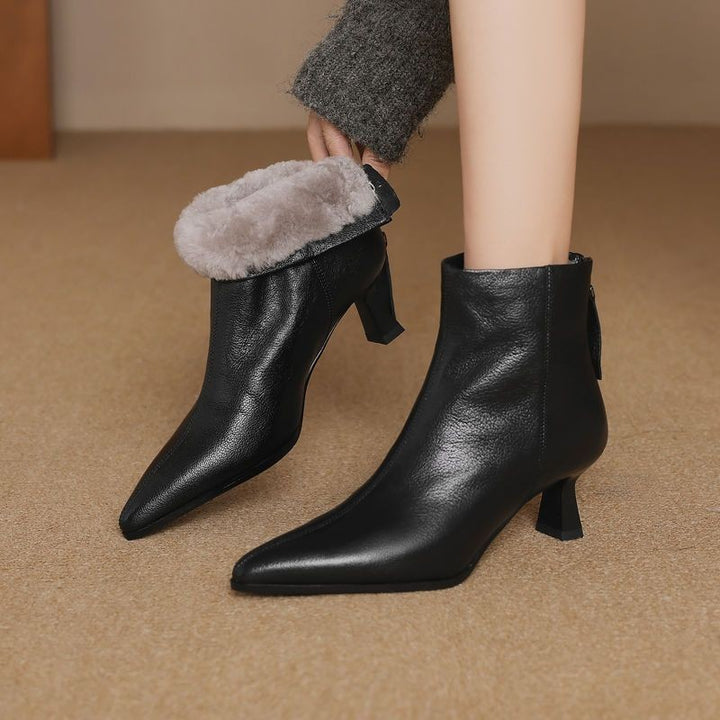 Pointed-Toe Stiletto Heel Fleece-Lined Women&