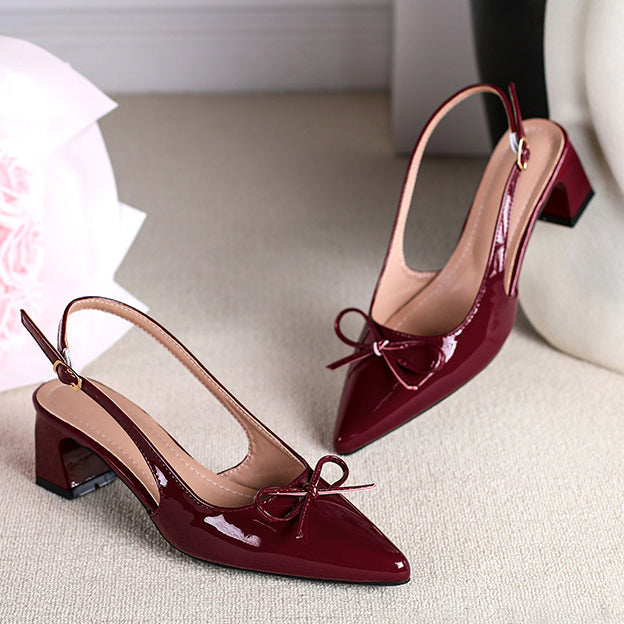 Pointed-toe chunky heel women&