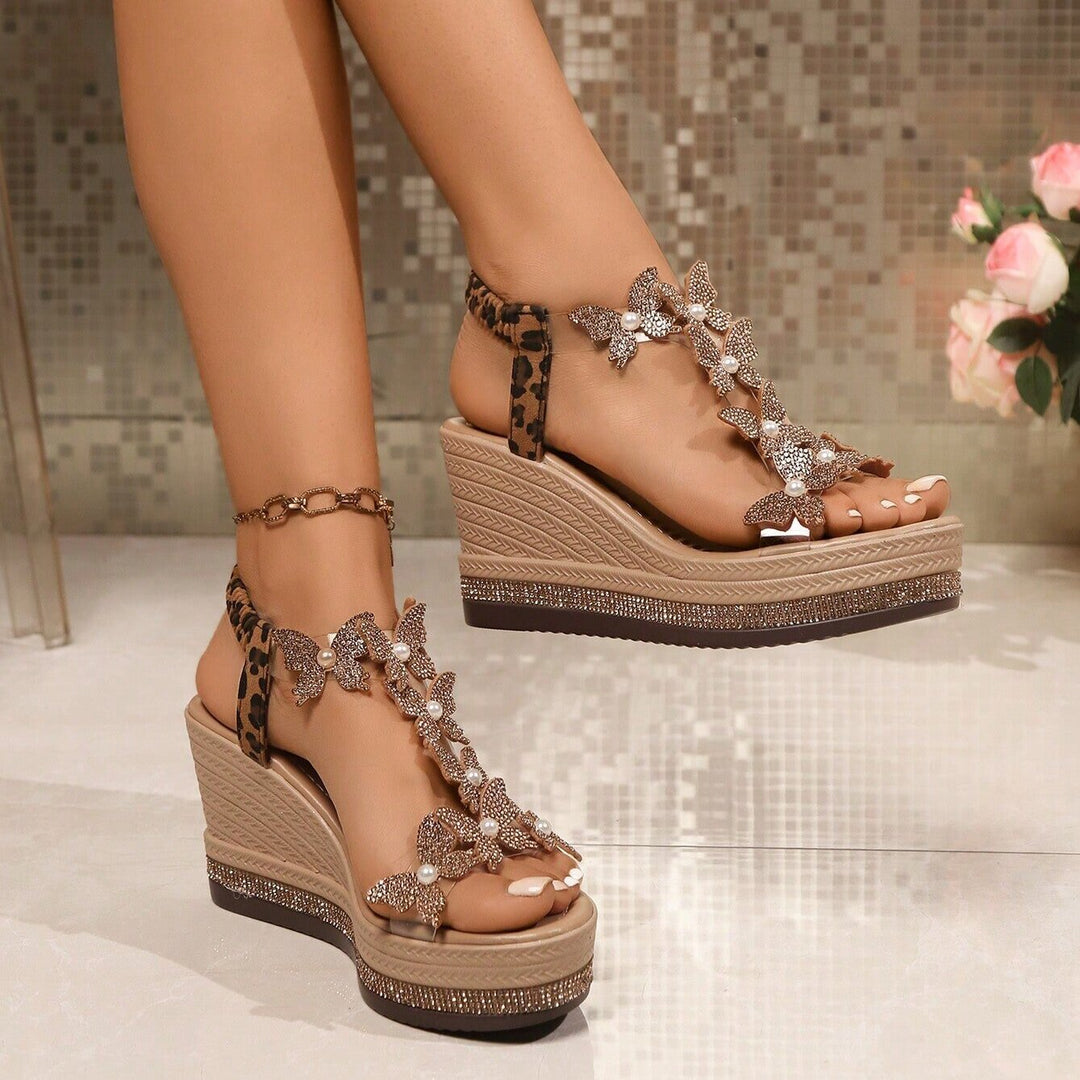 Butterfly Pearl Wedge Sandals