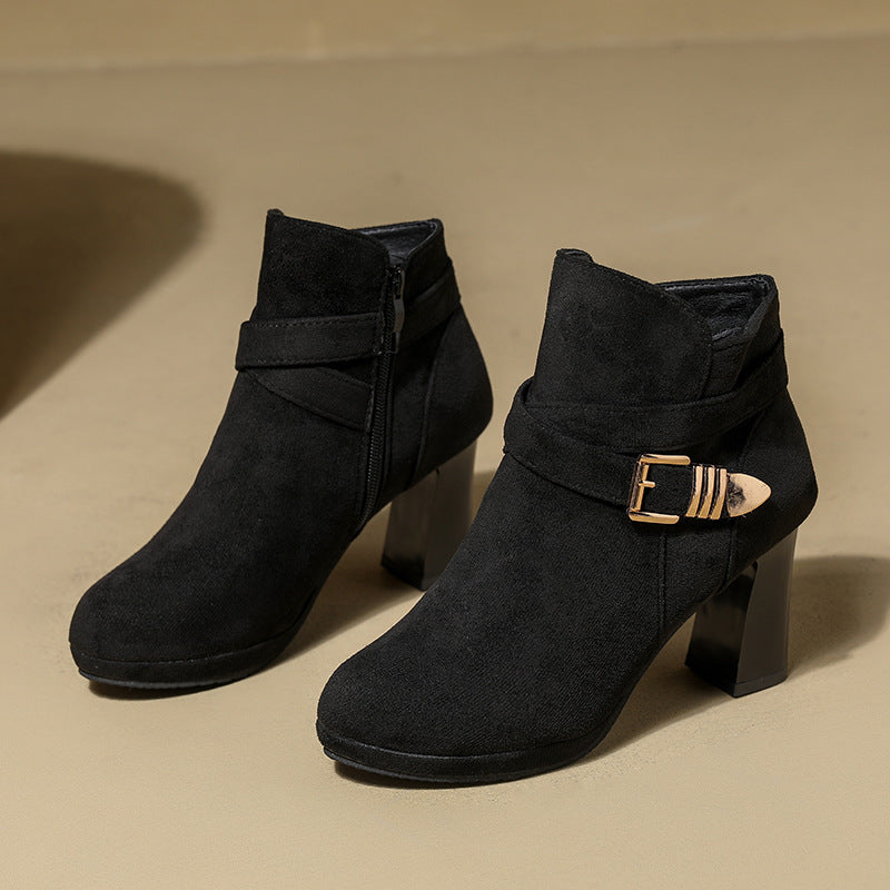 Chunky Heel Round Toe Women&