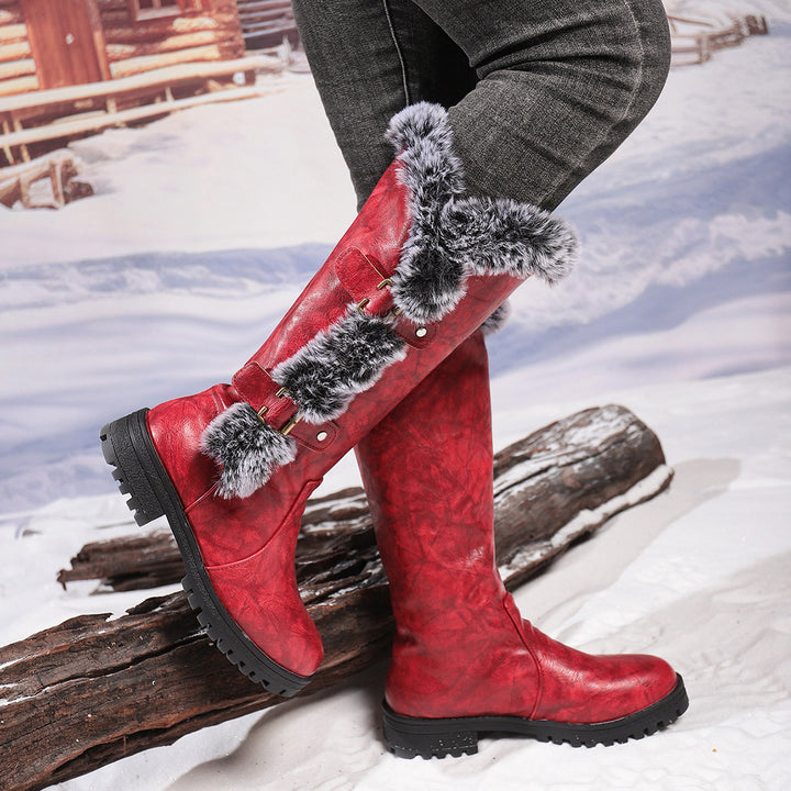 Rabbit Fur Thick-Soled High-Top Snow Boots