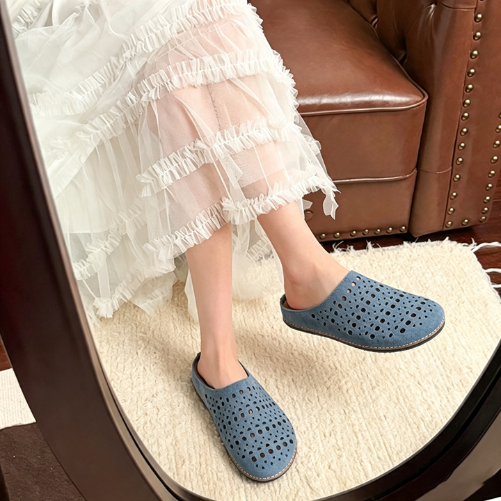 Casual Hollow Out Round Toe Flat Mules