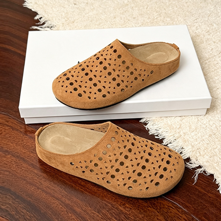 Casual Hollow Out Round Toe Flat Mules