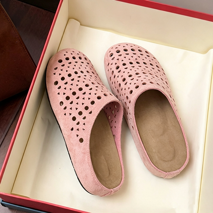Casual Hollow Out Round Toe Flat Mules