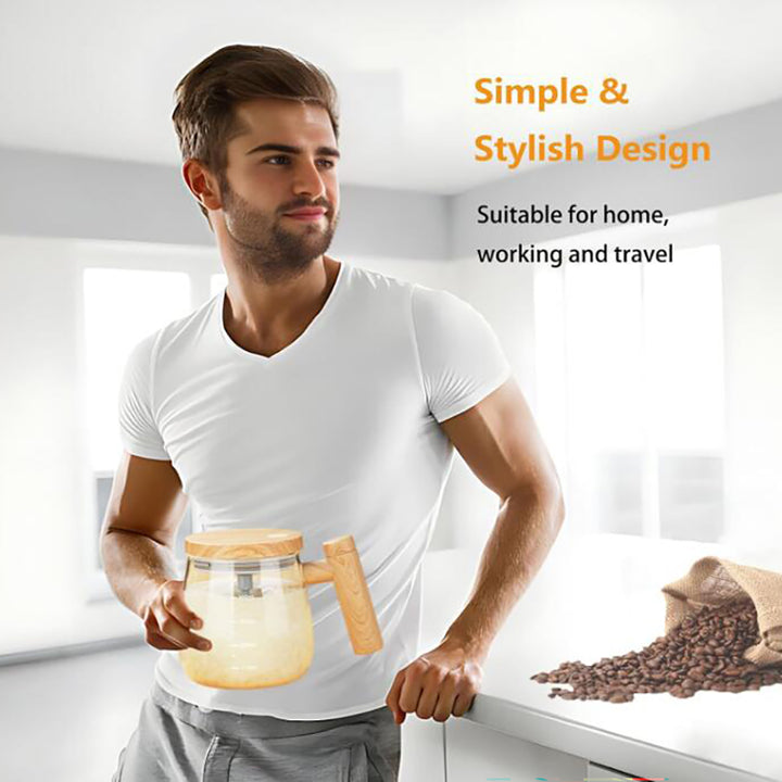 Automatic stirring glass coffee cup