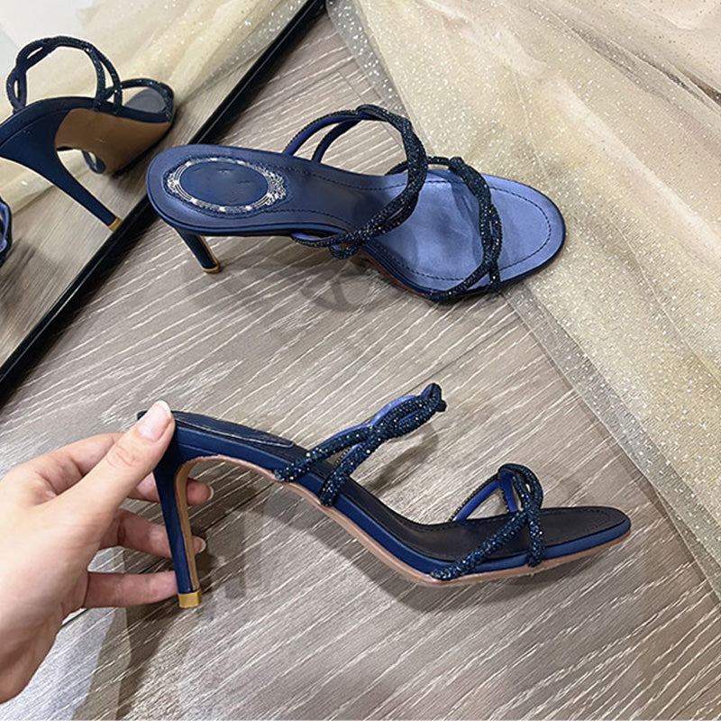 Criss-cross strap stiletto sandals