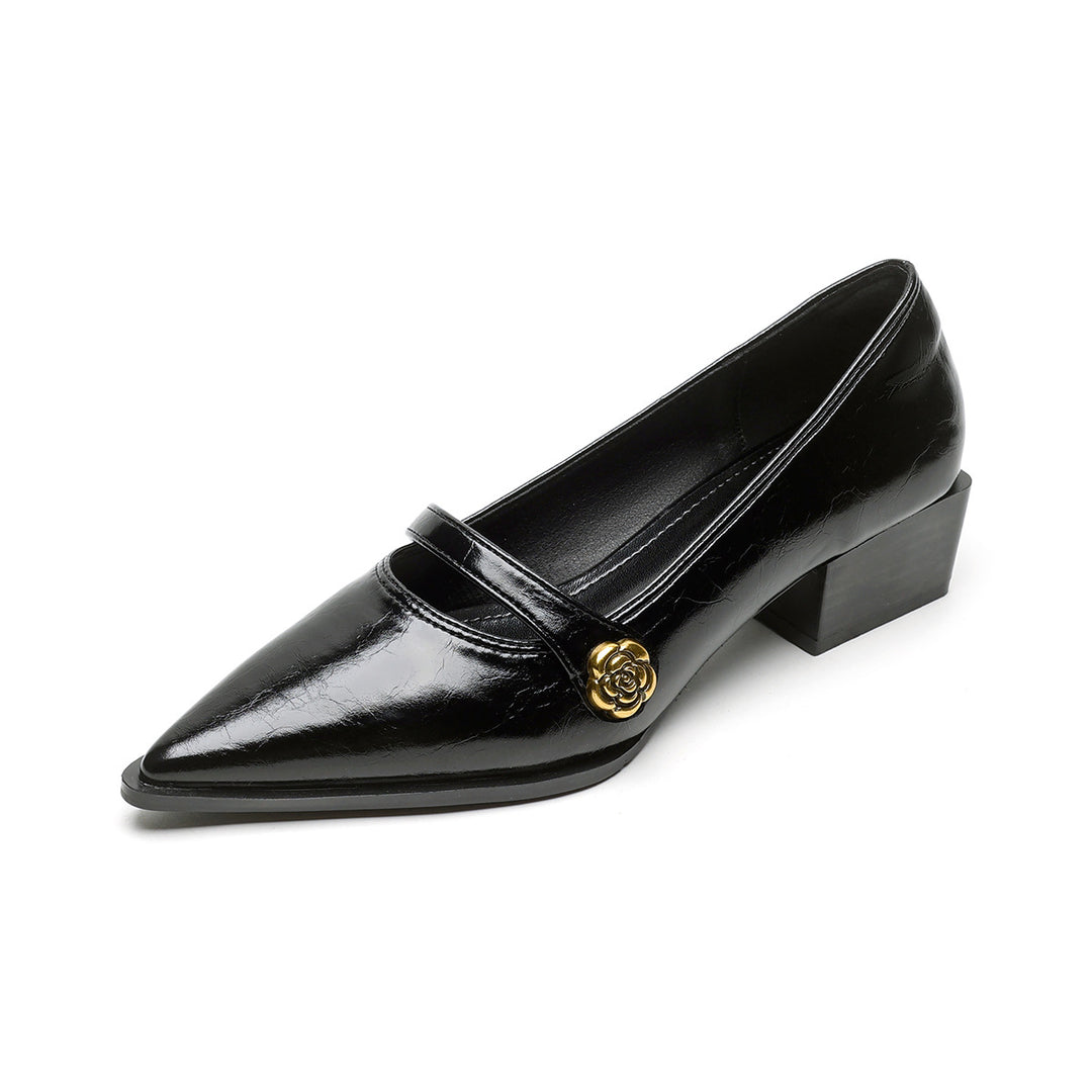 Retro pointed-toe block-heel shoes