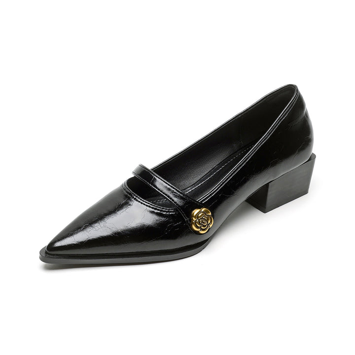 Retro pointed-toe block-heel shoes