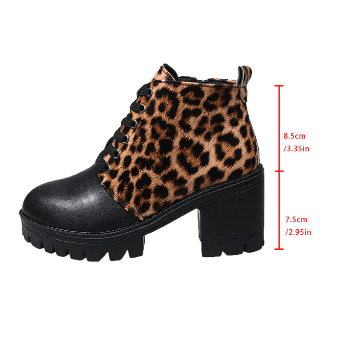 Leopard Print Block Heel Boots