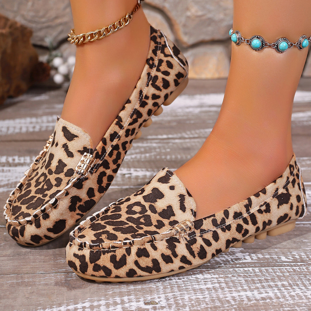 Leopard-print low-cut flats