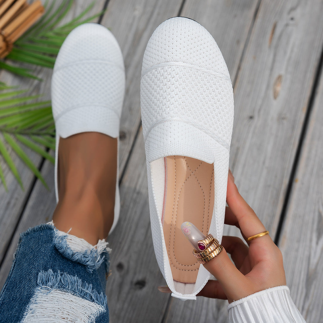 Women Round Toe Knit Ballet Flats
