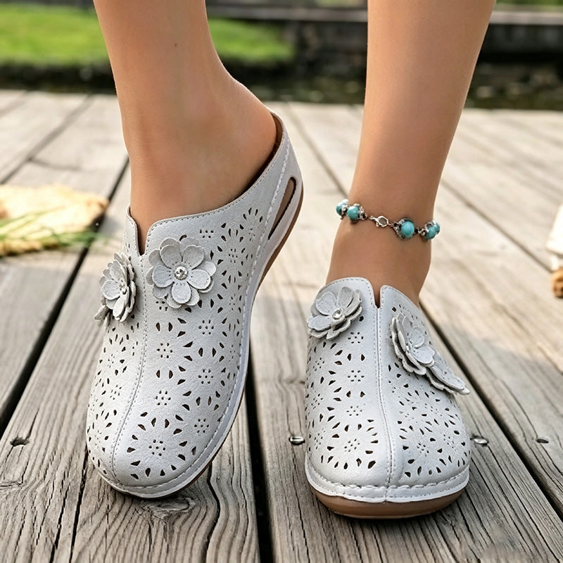 Floral Cut-Out Slide Sandals