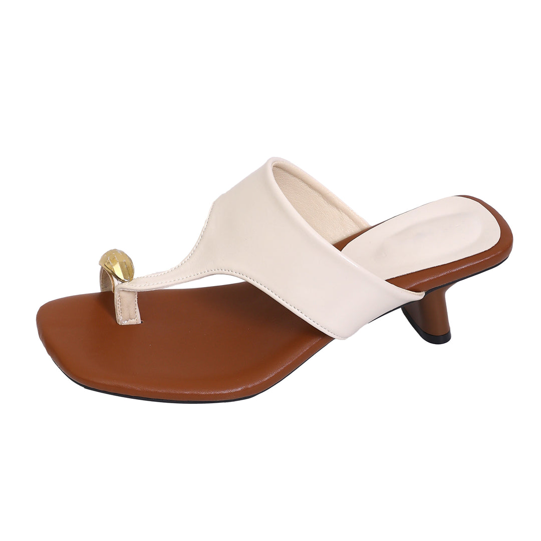 Metal flip-flop high-heeled sandals