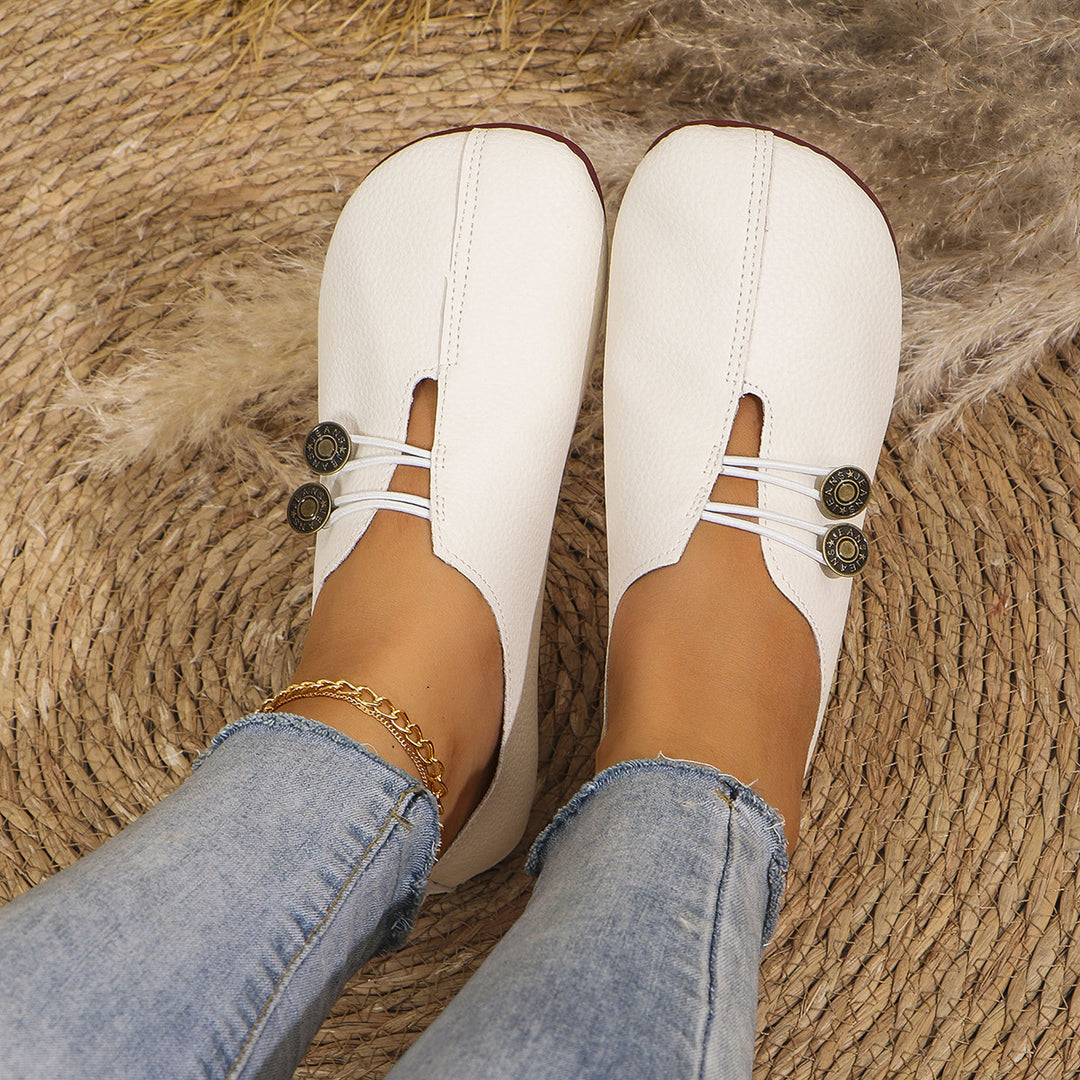 Vintage Square Toe Cutout Slip On Flats