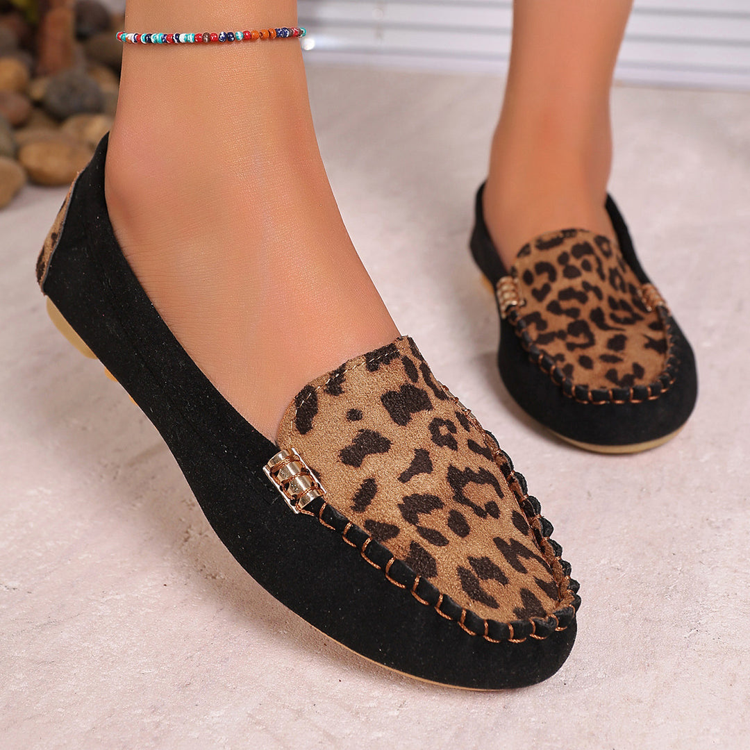 Leopard-print low-cut flats