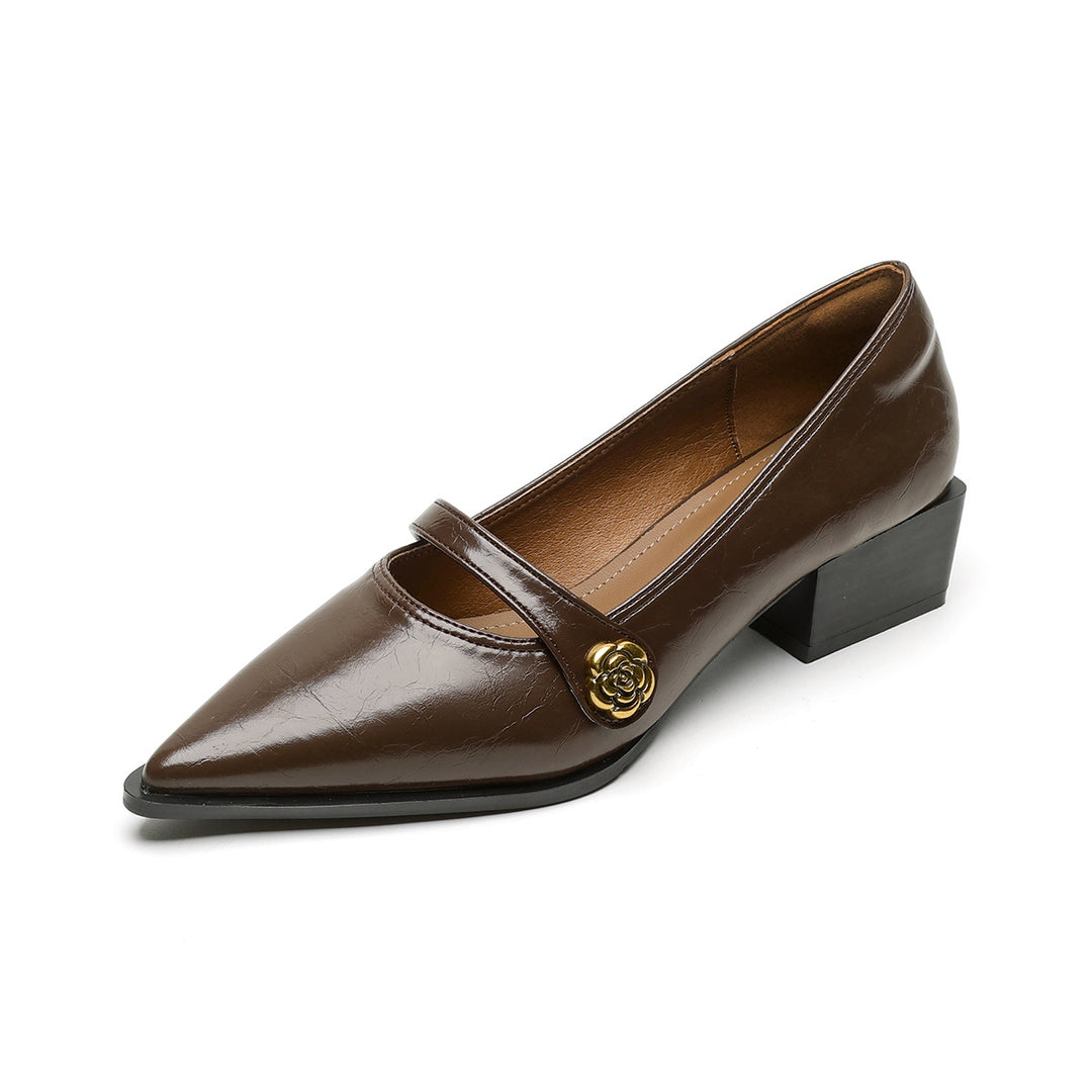 Retro pointed-toe block-heel shoes