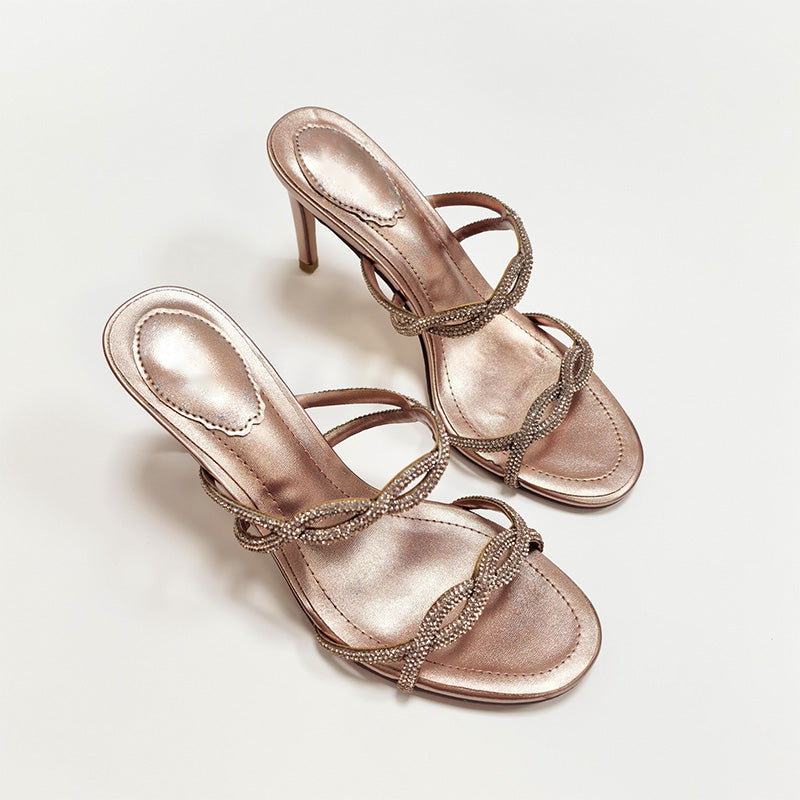 Criss-cross strap stiletto sandals
