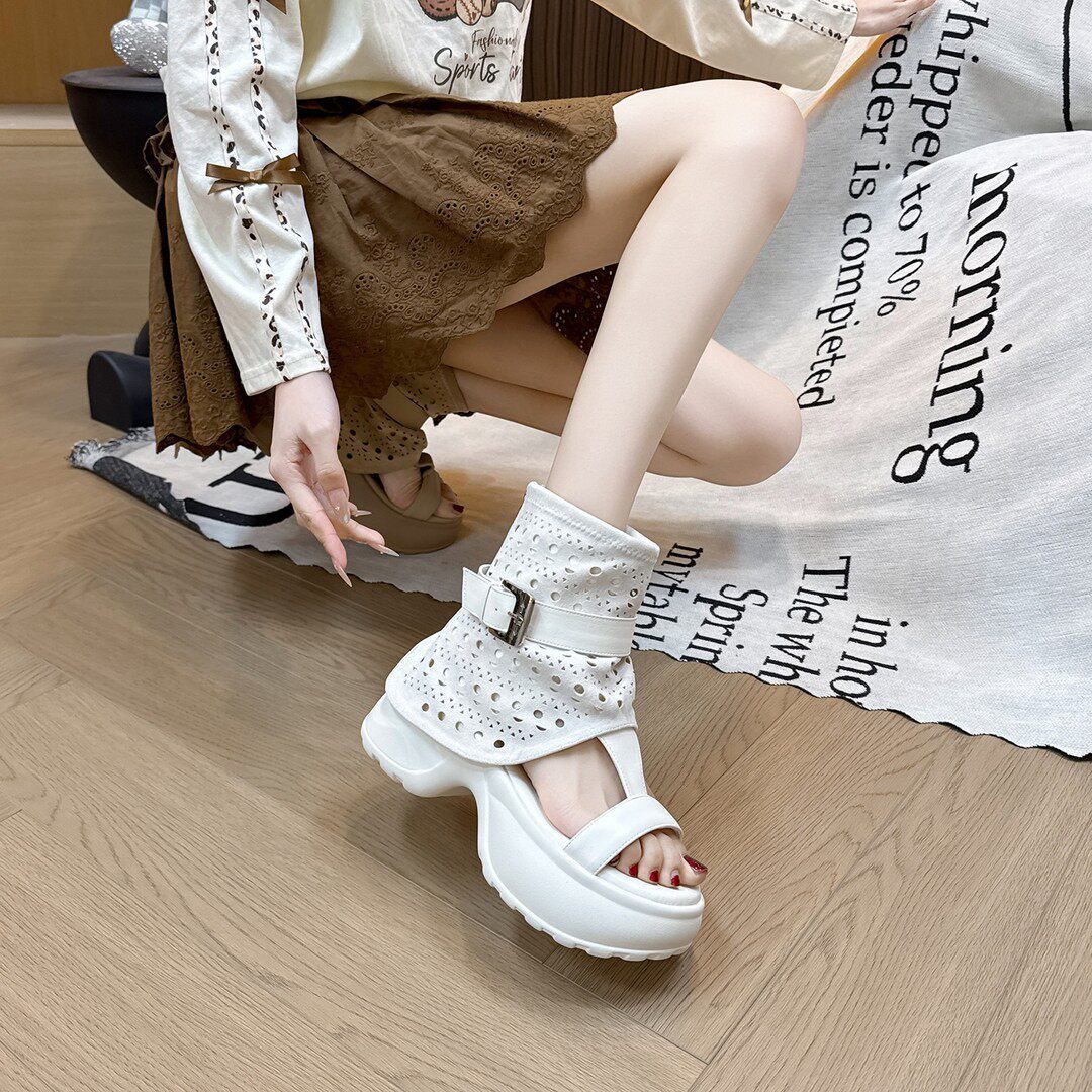 Cut-out open-toe platform sandals