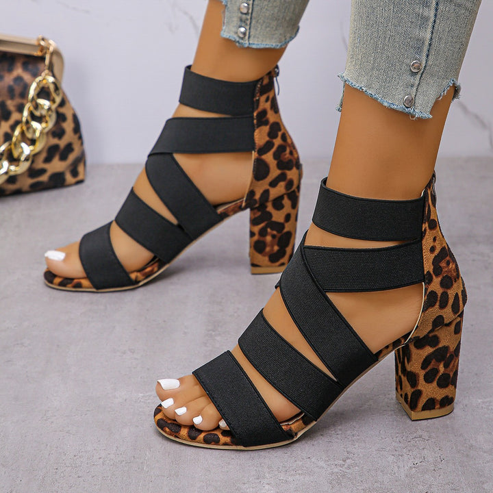 Crisscross-strap open-toe high heels
